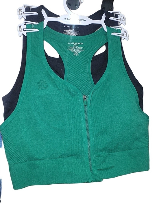 Aeropostale Other - Aeropostale Green And Black Front-Zip Racerback Sports Bra Top